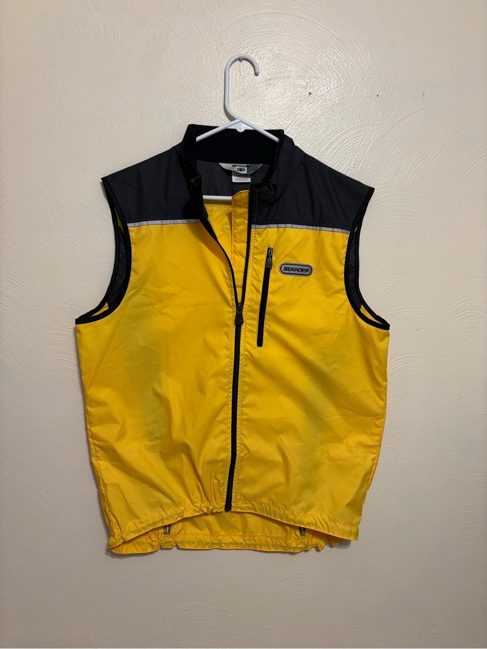 🚴 Sugoi Cycling Wind Vest Yellow Black Reflective Full Zip Size Large